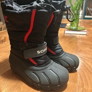 Sorel Kids Black and Red Insulated Boots